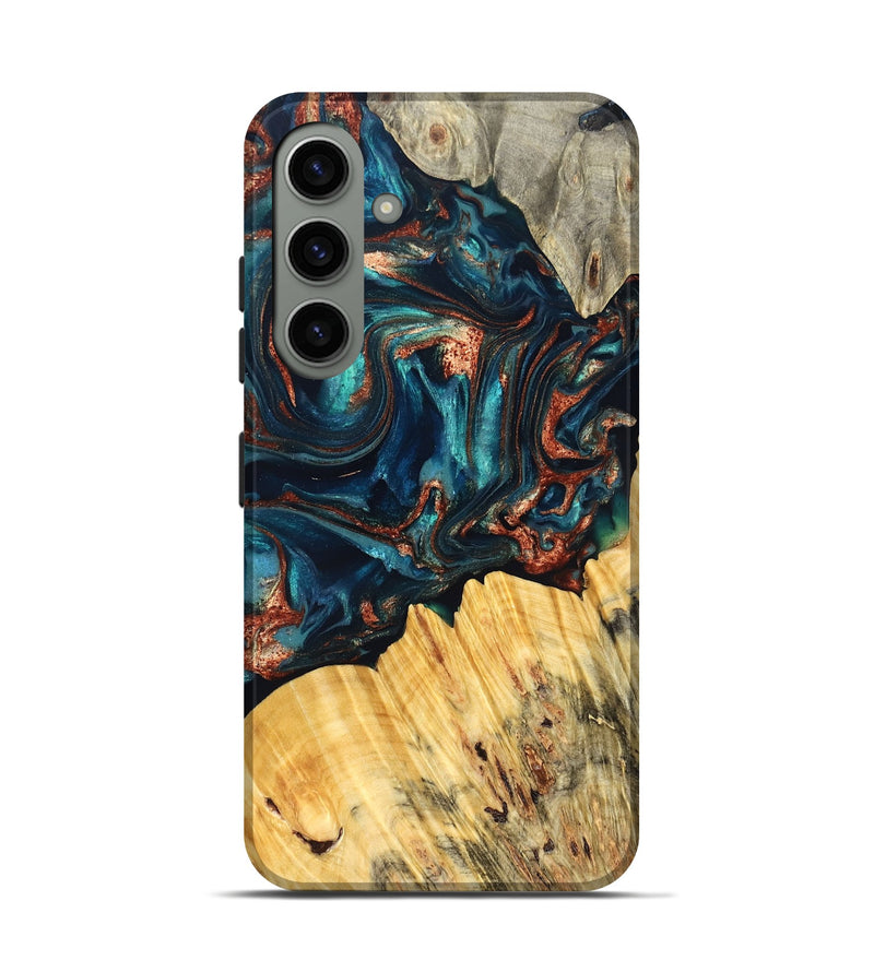 Galaxy S24 Wood Live Edge Phone Case - Joana (Teal & Gold, 825117)