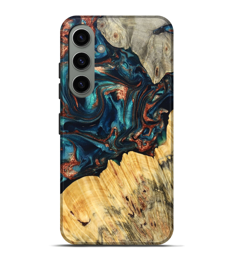 Galaxy S24 Plus Wood Live Edge Phone Case - Joana (Teal & Gold, 825117)