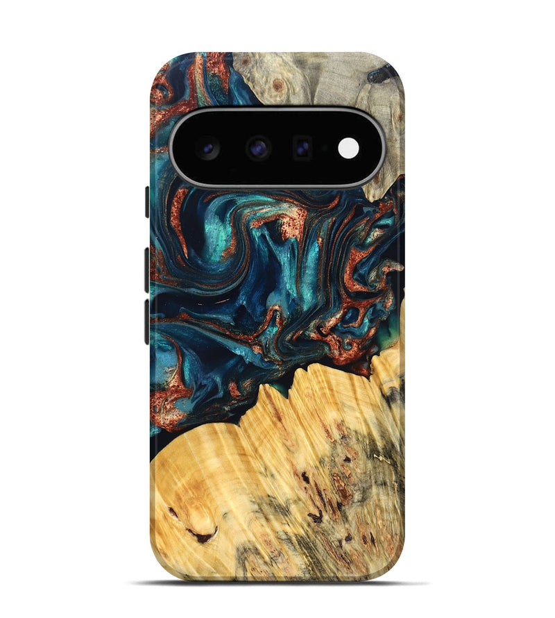 Pixel 11 Wood Live Edge Phone Case - Joana (Teal & Gold, 825117)