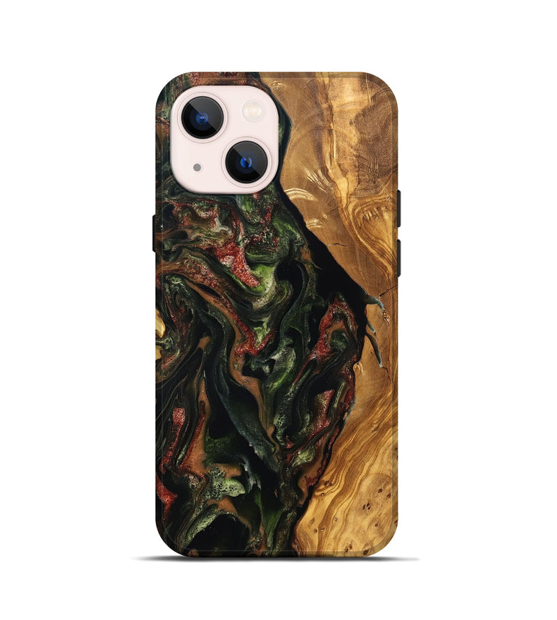 iPhone 13 mini Wood Live Edge Phone Case - Debi (Green, 825119)