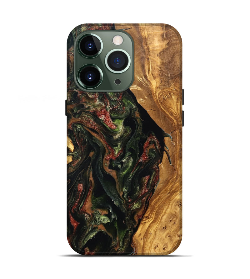 iPhone 13 Pro Wood Live Edge Phone Case - Debi (Green, 825119)