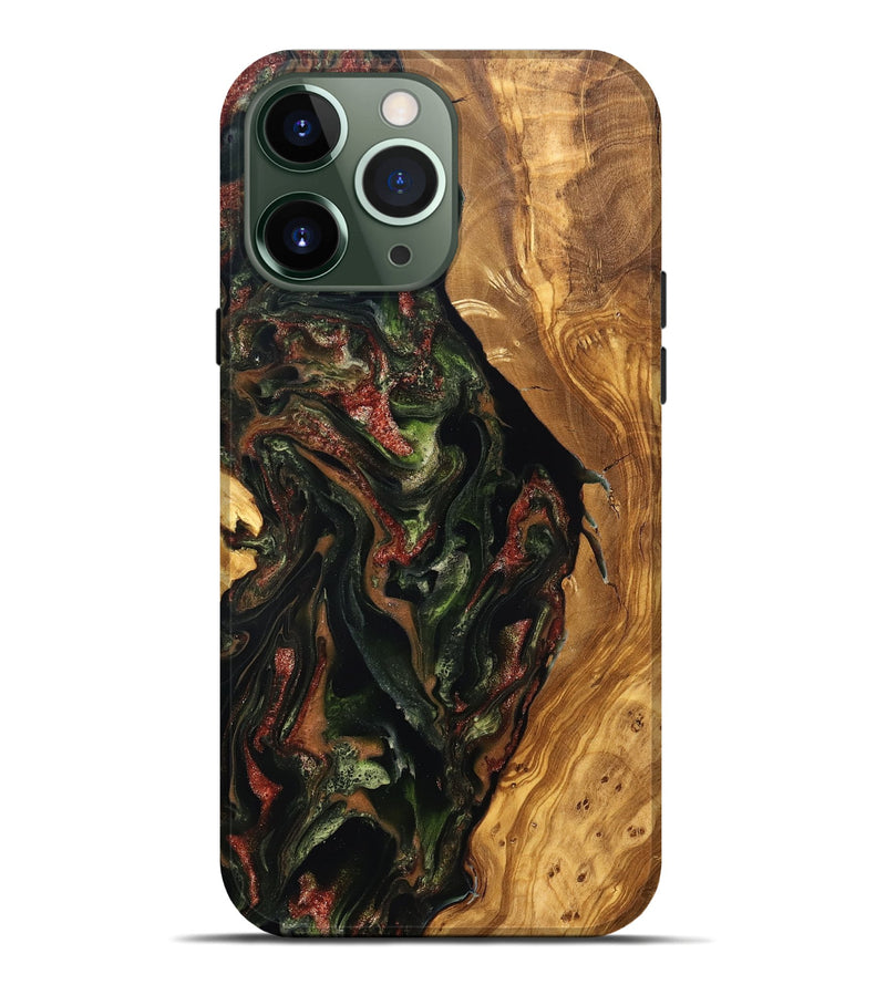 iPhone 13 Pro Max Wood Live Edge Phone Case - Debi (Green, 825119)