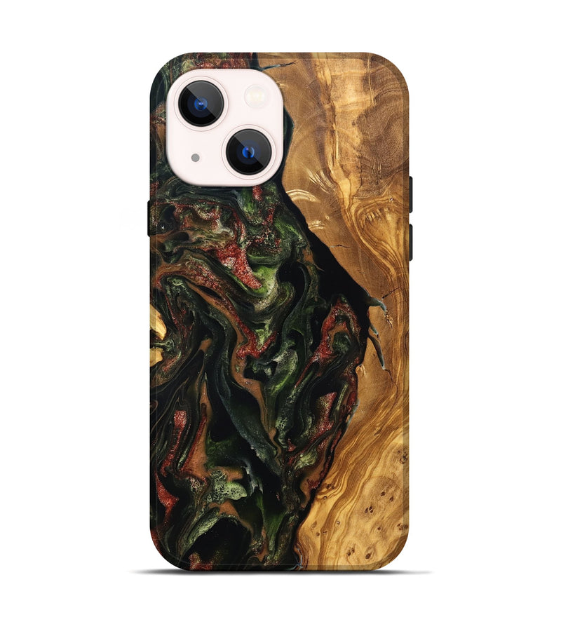 iPhone 14 Wood Live Edge Phone Case - Debi (Green, 825119)