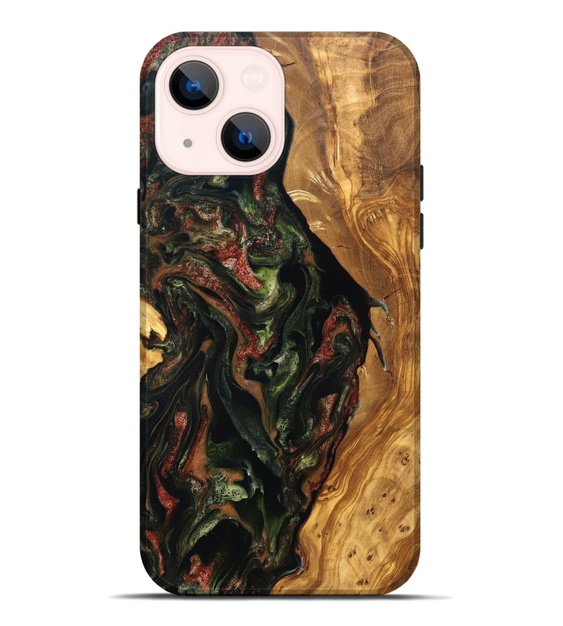 iPhone 14 Plus Wood Live Edge Phone Case - Debi (Green, 825119)