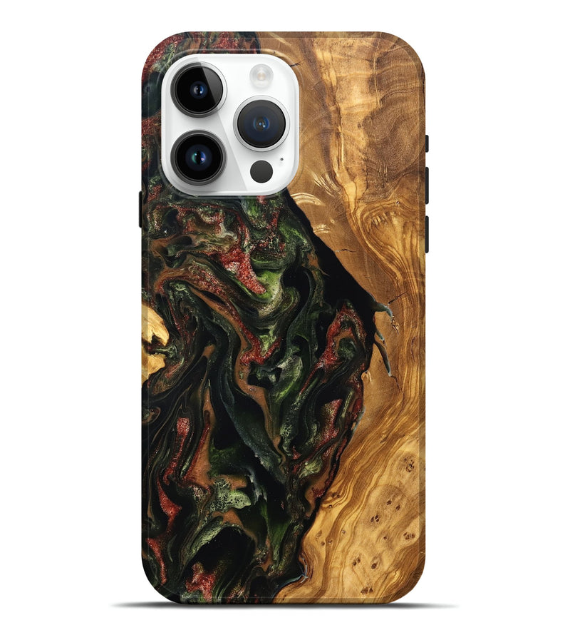 iPhone 15 Pro Max Wood Live Edge Phone Case - Debi (Green, 825119)
