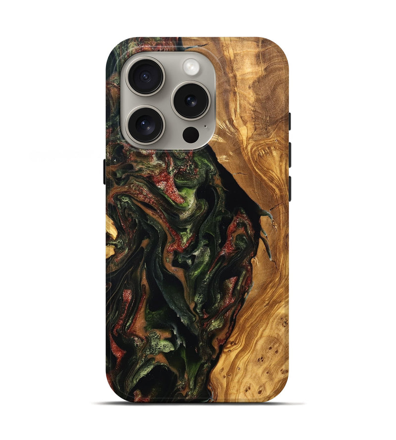 iPhone 16 Pro Wood Live Edge Phone Case - Debi (Green, 825119)