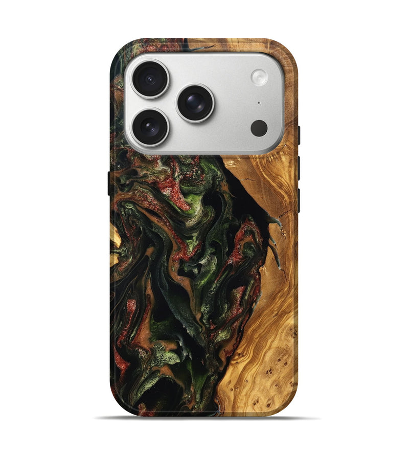 iPhone 17 Pro Wood Live Edge Phone Case - Debi (Green, 825119)