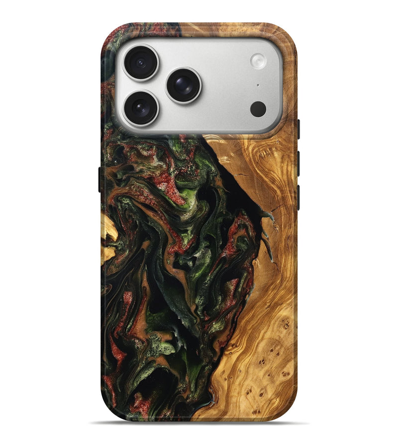iPhone 17 Pro Max Wood Live Edge Phone Case - Debi (Green, 825119)