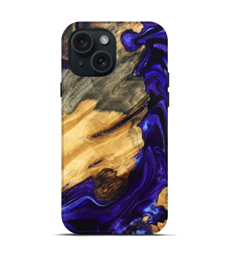iPhone 15 Wood Live Edge Phone Case - Herbert (Purple, 825120)