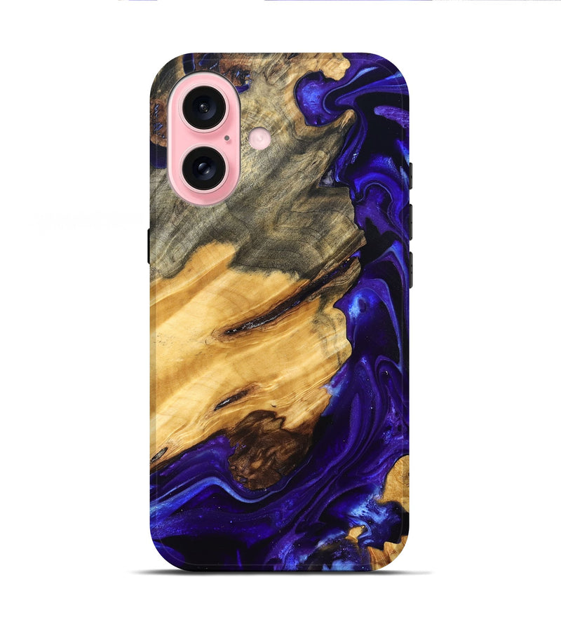 iPhone 16 Wood Live Edge Phone Case - Herbert (Purple, 825120)