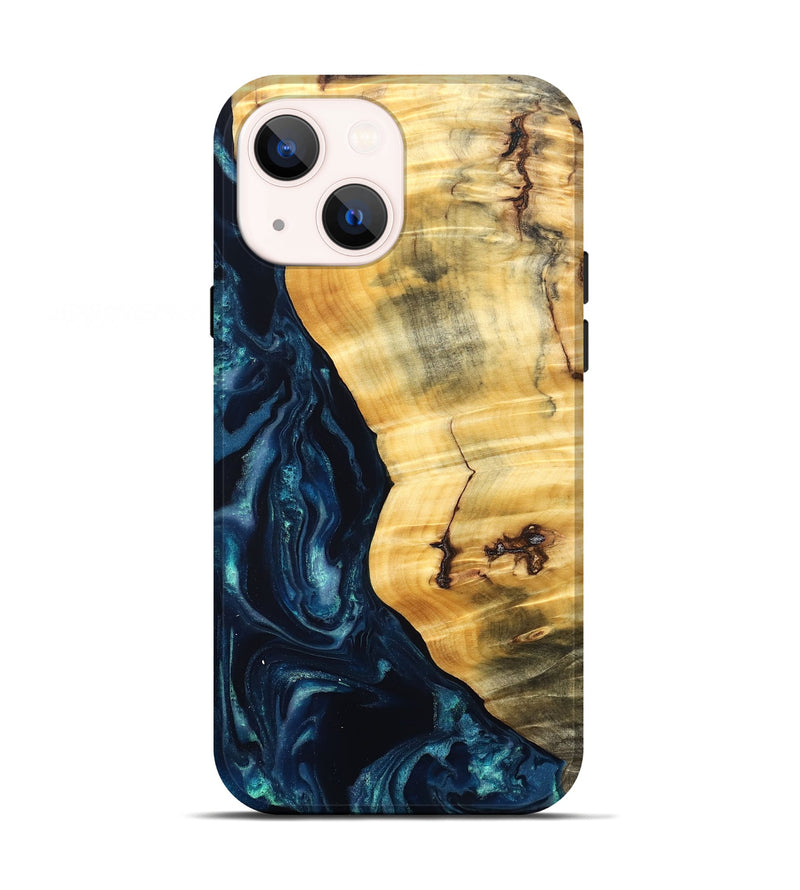 iPhone 13 Wood Live Edge Phone Case - Liz (Blue, 825122)