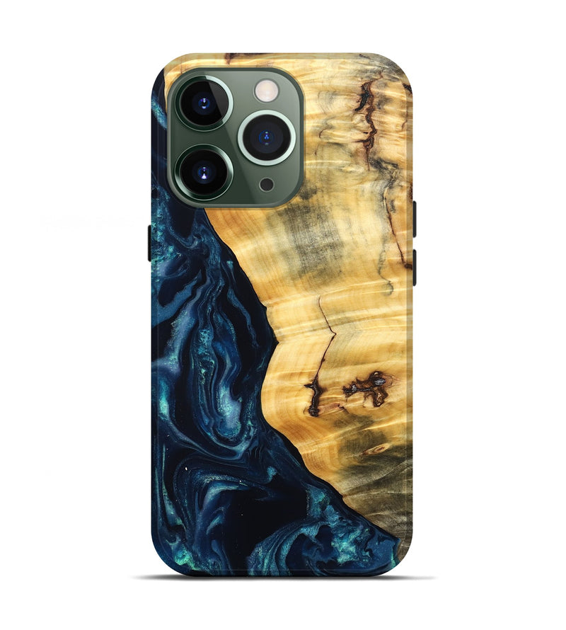 iPhone 13 Pro Wood Live Edge Phone Case - Liz (Blue, 825122)