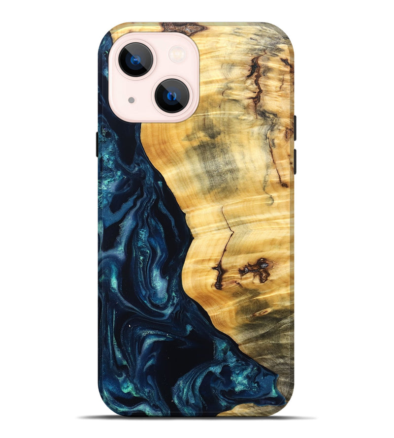iPhone 14 Plus Wood Live Edge Phone Case - Liz (Blue, 825122)