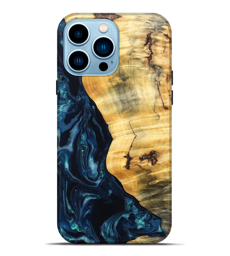iPhone 14 Pro Max Wood Live Edge Phone Case - Liz (Blue, 825122)