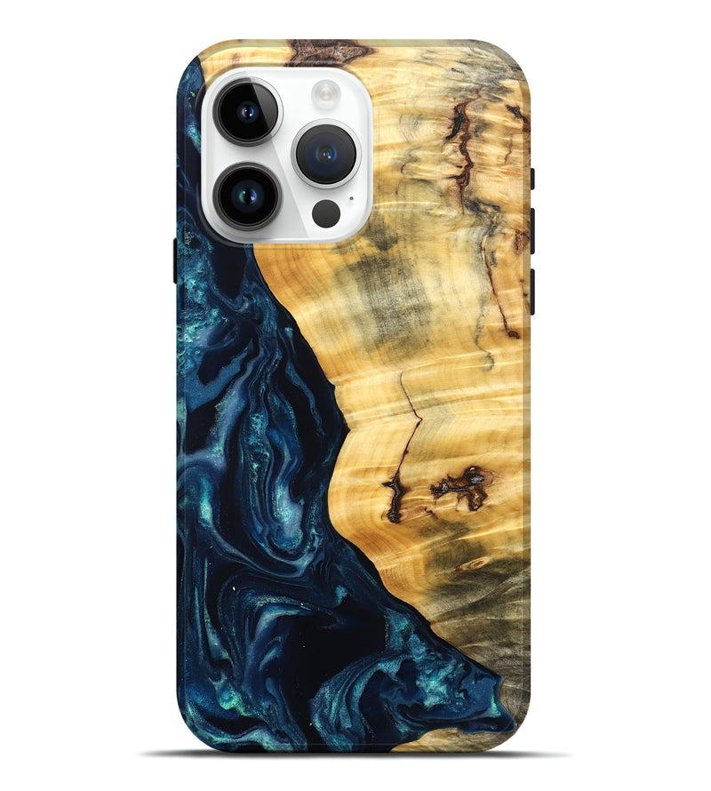 iPhone 15 Pro Max Wood Live Edge Phone Case - Liz (Blue, 825122)