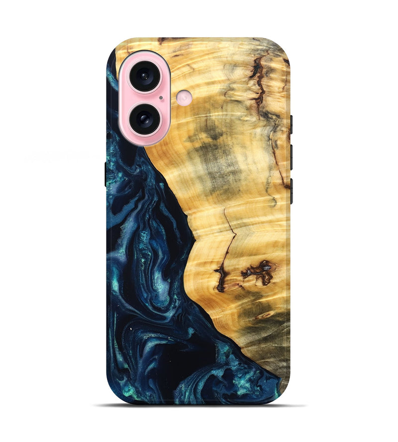 iPhone 17 Wood Live Edge Phone Case - Liz (Blue, 825122)