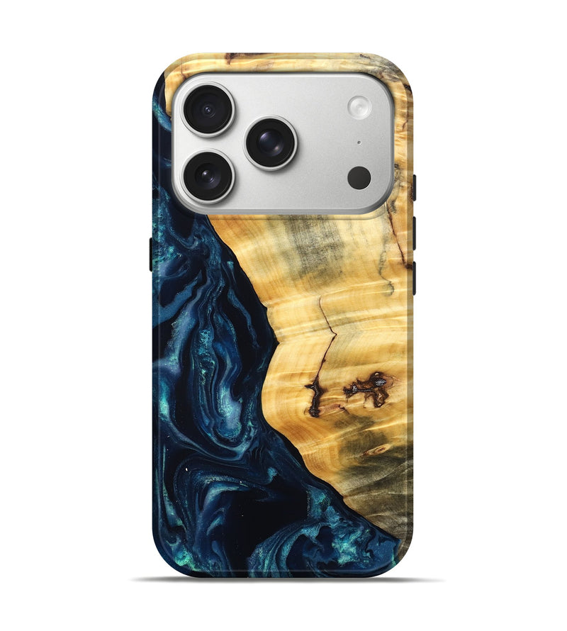 iPhone 17 Pro Wood Live Edge Phone Case - Liz (Blue, 825122)