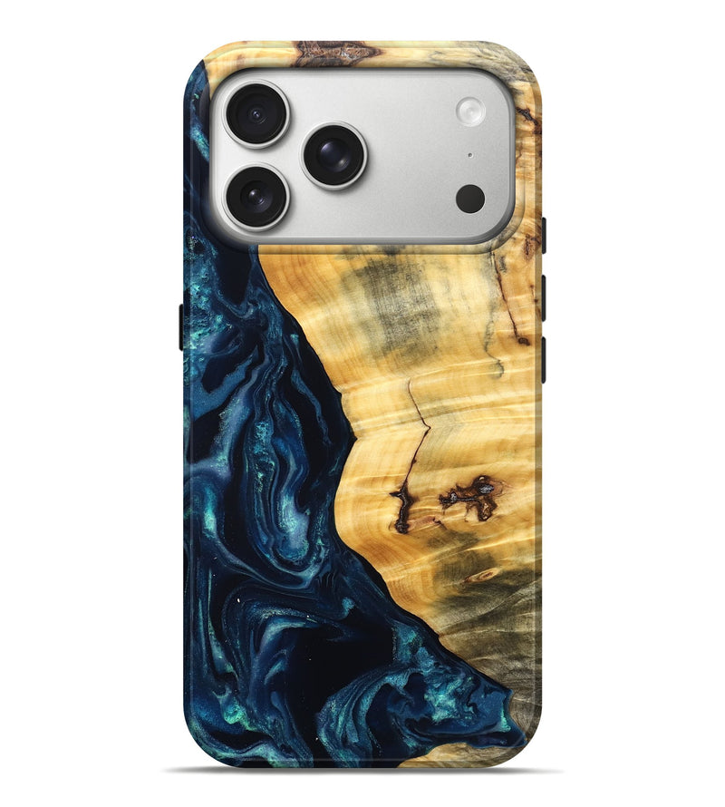 iPhone 17 Pro Max Wood Live Edge Phone Case - Liz (Blue, 825122)