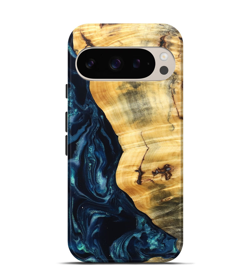 Pixel 9 Wood Live Edge Phone Case - Liz (Blue, 825122)