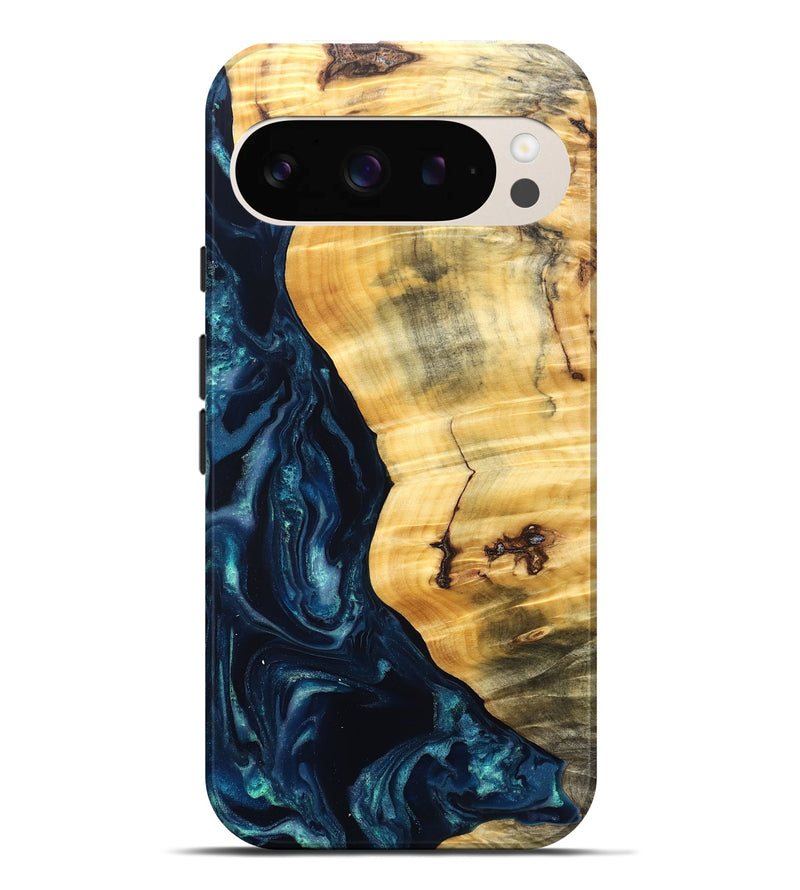 Pixel 9 Pro XL Wood Live Edge Phone Case - Liz (Blue, 825122)