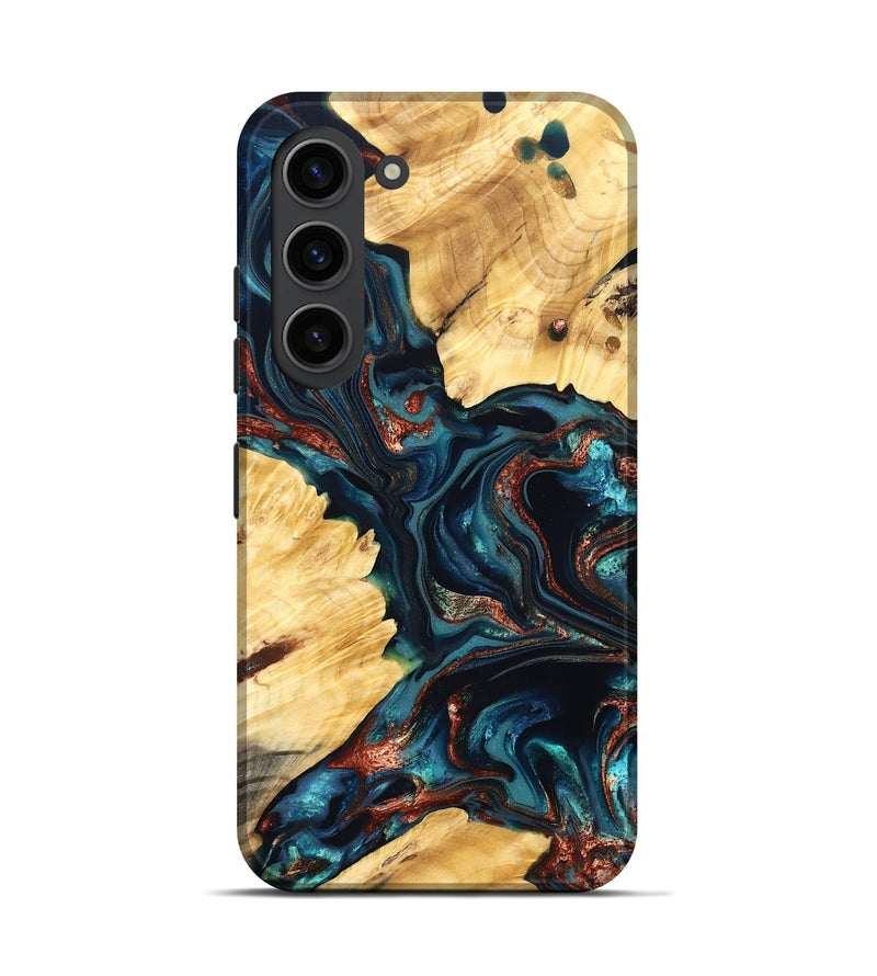 Galaxy S23 Wood Live Edge Phone Case - Amayah (Teal & Gold, 825123)