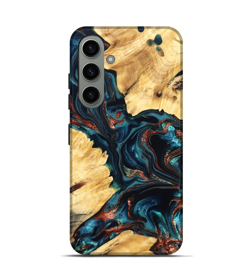 Galaxy S24 Wood Live Edge Phone Case - Amayah (Teal & Gold, 825123)