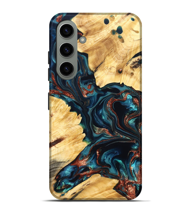 Galaxy S24 Plus Wood Live Edge Phone Case - Amayah (Teal & Gold, 825123)
