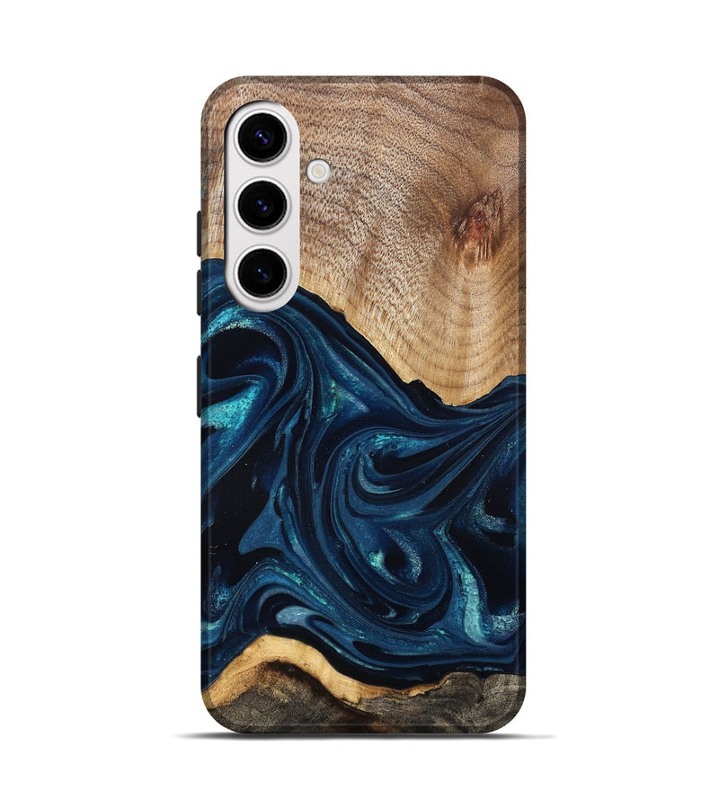 Galaxy S25 Wood Live Edge Phone Case - Ivan (Blue, 825124)