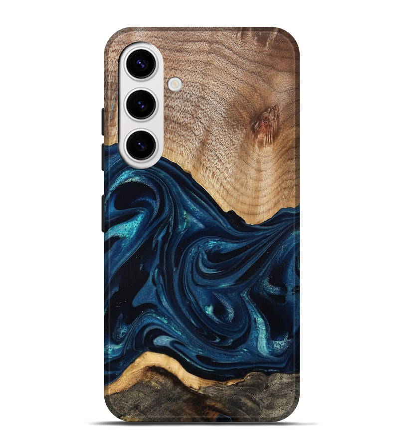 Galaxy S25 Plus Wood Live Edge Phone Case - Ivan (Blue, 825124)