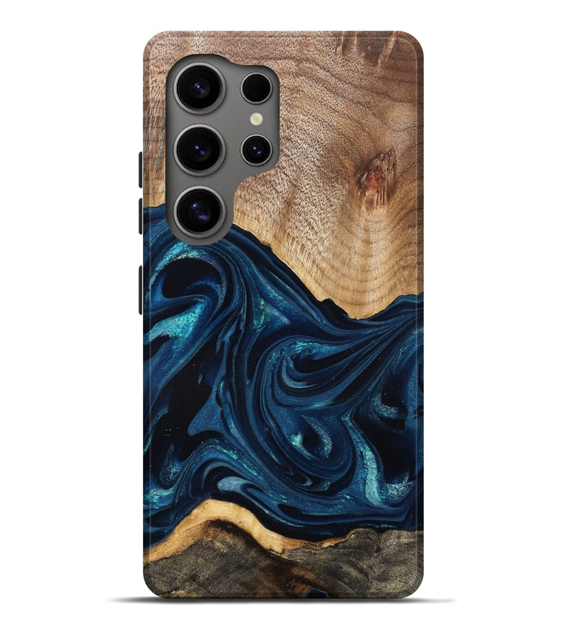 Galaxy S25 Ultra Wood Live Edge Phone Case - Ivan (Blue, 825124)