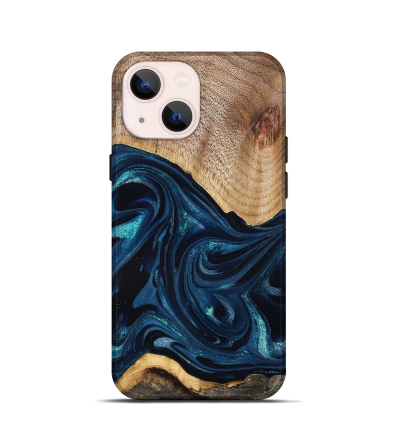 iPhone 13 mini Wood Live Edge Phone Case - Ivan (Blue, 825124)