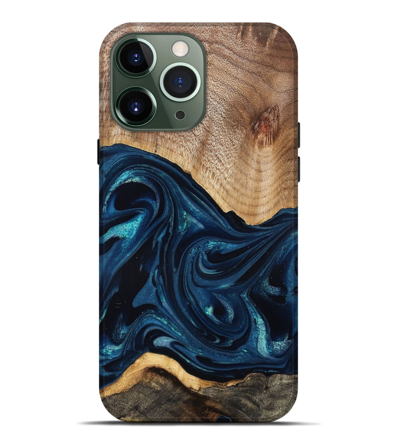 iPhone 13 Pro Max Wood Live Edge Phone Case - Ivan (Blue, 825124)