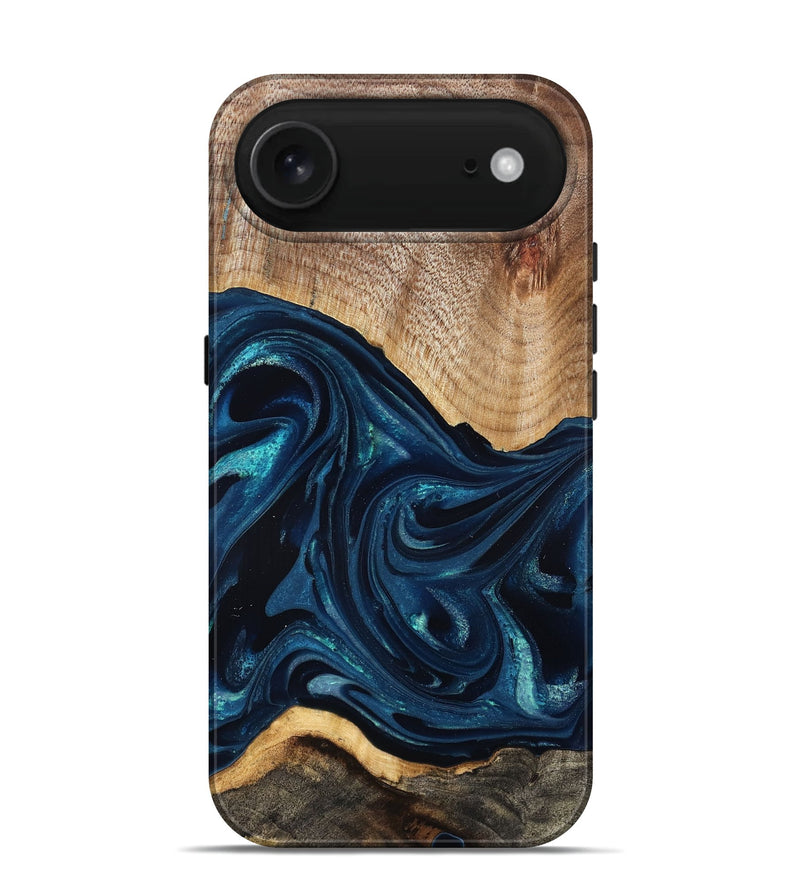 iPhone 17 Air Wood Live Edge Phone Case - Ivan (Blue, 825124)