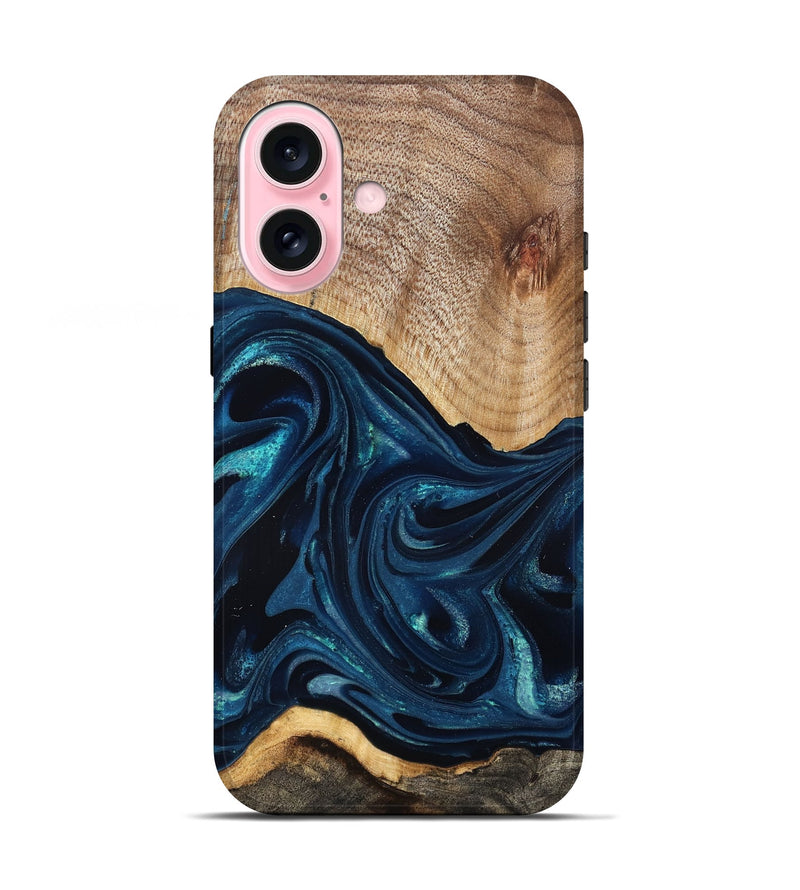 iPhone 17 Wood Live Edge Phone Case - Ivan (Blue, 825124)