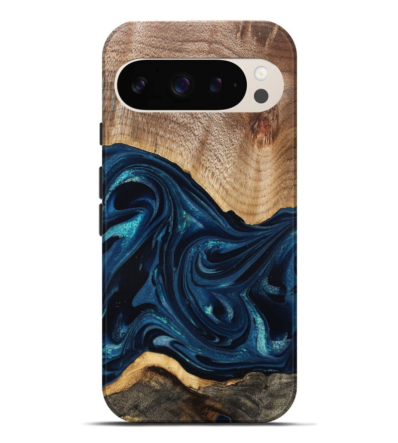 Pixel 9 Pro XL Wood Live Edge Phone Case - Ivan (Blue, 825124)