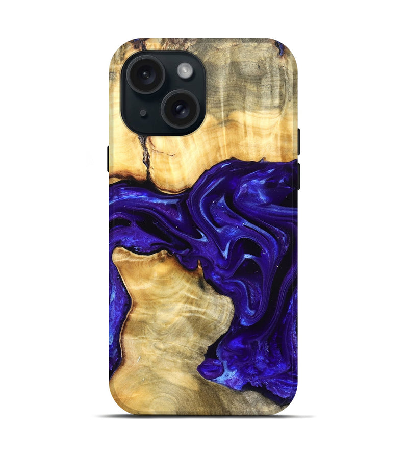 iPhone 15 Wood Live Edge Phone Case - Rosetta (Purple, 825125)
