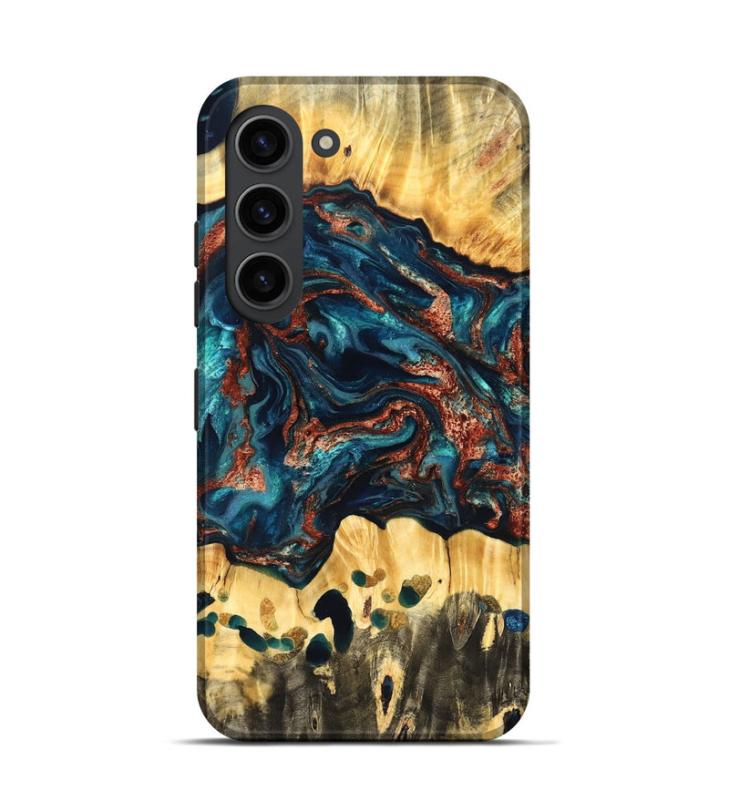 Galaxy S23 Wood Live Edge Phone Case - Nikia (Teal & Gold, 825126)