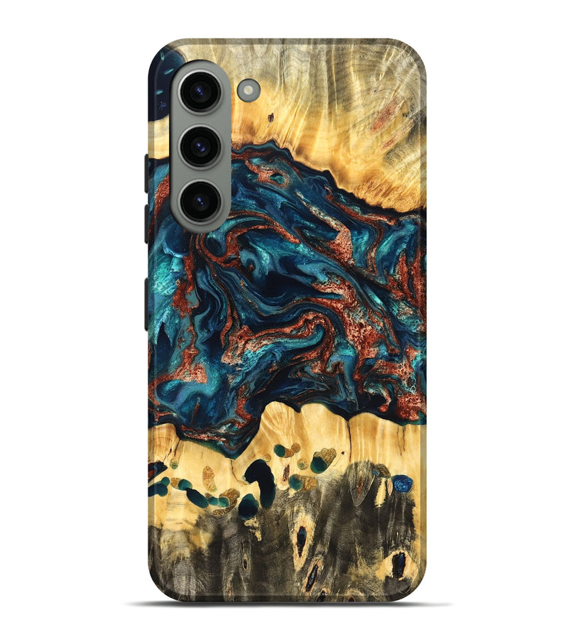 Galaxy S23 Plus Wood Live Edge Phone Case - Nikia (Teal & Gold, 825126)