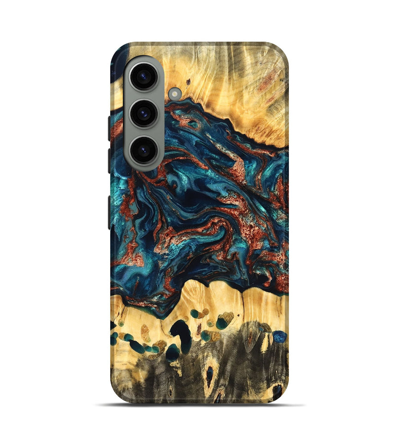 Galaxy S24 Wood Live Edge Phone Case - Nikia (Teal & Gold, 825126)