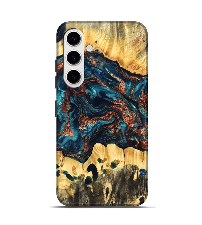 Galaxy S25 Wood Live Edge Phone Case - Nikia (Teal & Gold, 825126)