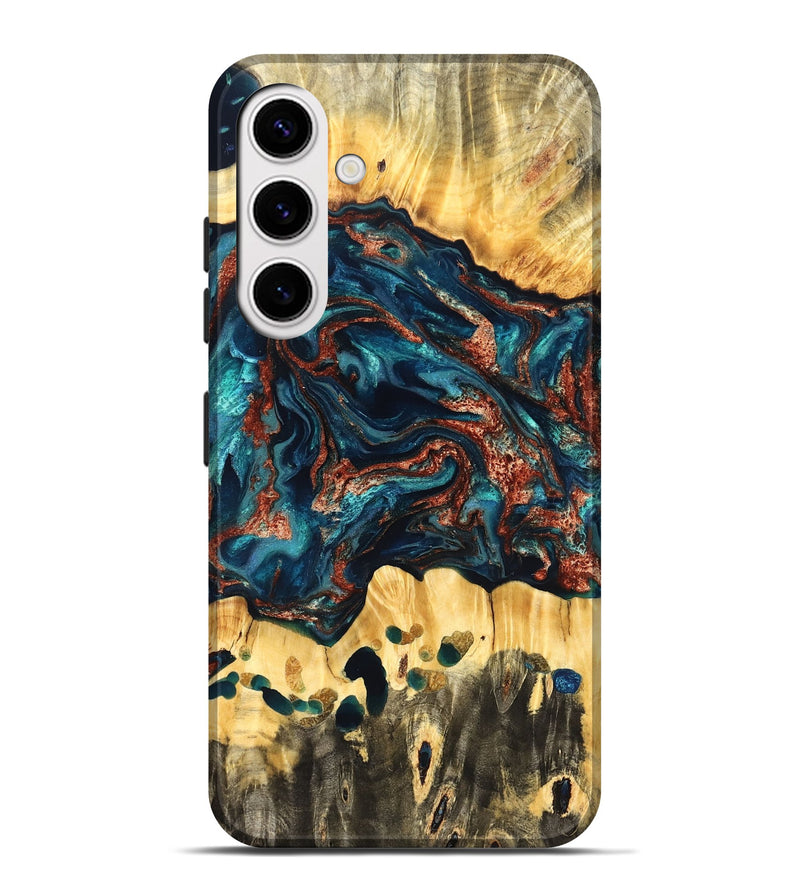 Galaxy S25 Plus Wood Live Edge Phone Case - Nikia (Teal & Gold, 825126)