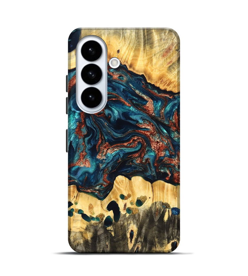 Galaxy S26 Wood Live Edge Phone Case - Nikia (Teal & Gold, 825126)