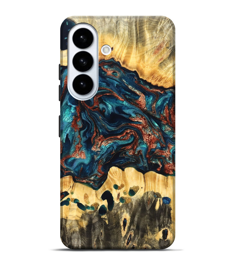 Galaxy S26 Plus Wood Live Edge Phone Case - Nikia (Teal & Gold, 825126)