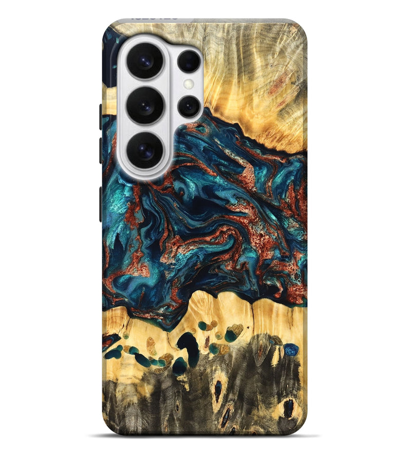 Galaxy S26 Ultra Wood Live Edge Phone Case - Nikia (Teal & Gold, 825126)