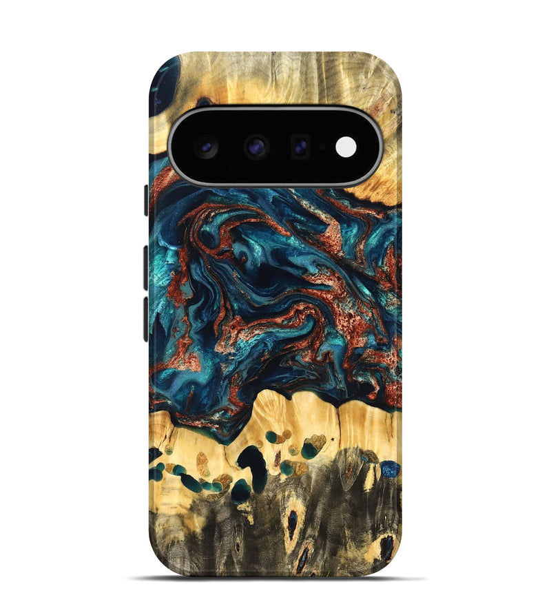 Pixel 11 Wood Live Edge Phone Case - Nikia (Teal & Gold, 825126)