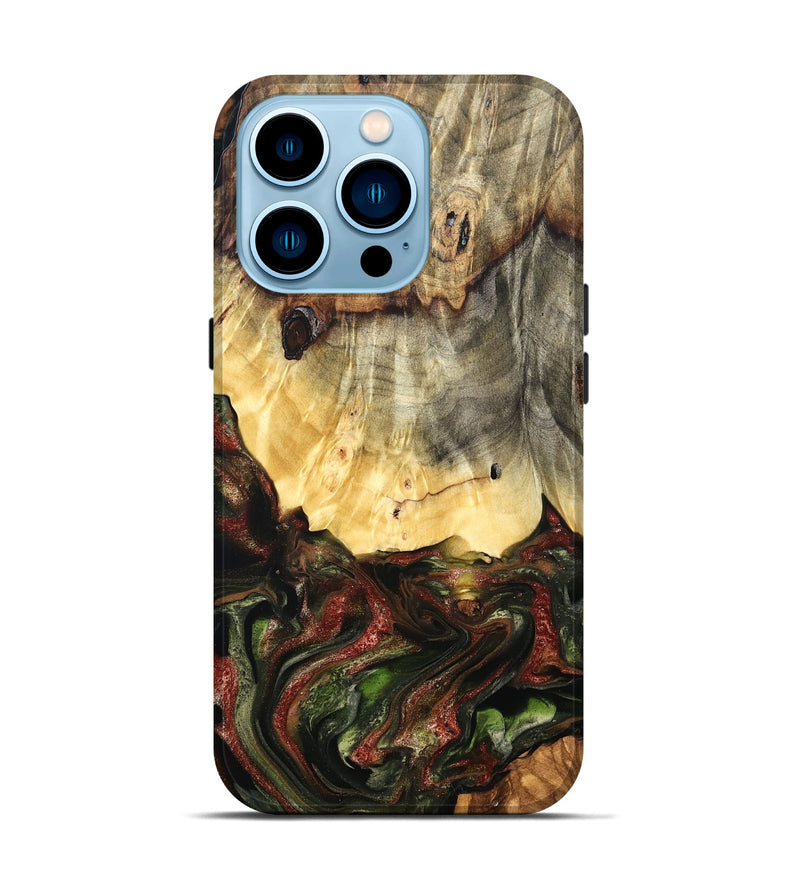 iPhone 14 Pro Wood Live Edge Phone Case - Thomas (Green, 825127)