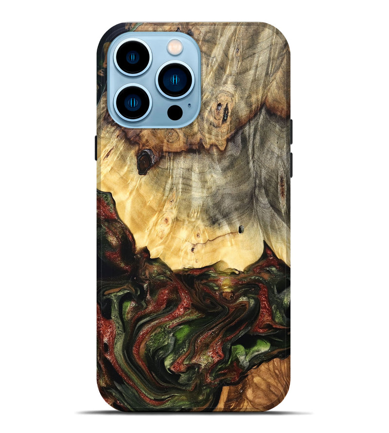 iPhone 14 Pro Max Wood Live Edge Phone Case - Thomas (Green, 825127)