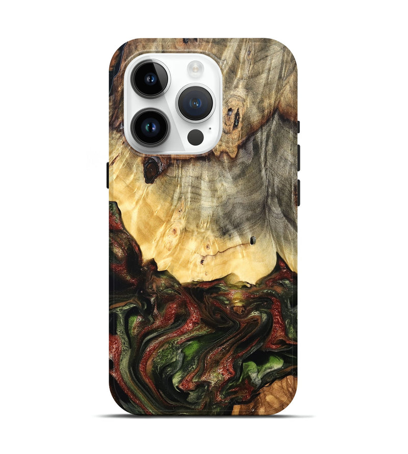 iPhone 15 Pro Wood Live Edge Phone Case - Thomas (Green, 825127)