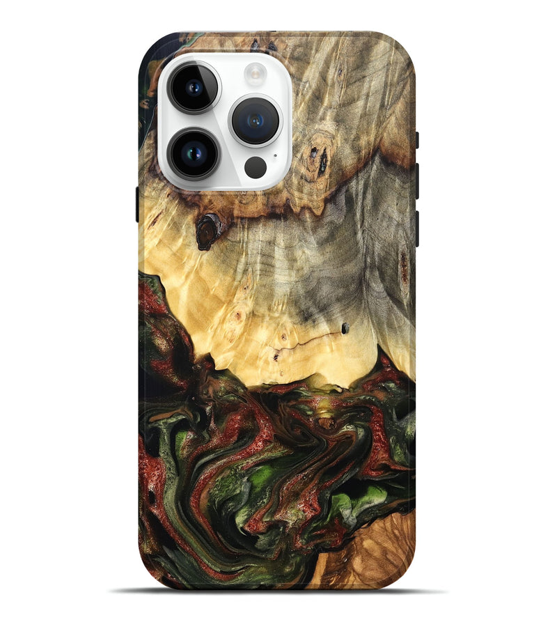 iPhone 15 Pro Max Wood Live Edge Phone Case - Thomas (Green, 825127)