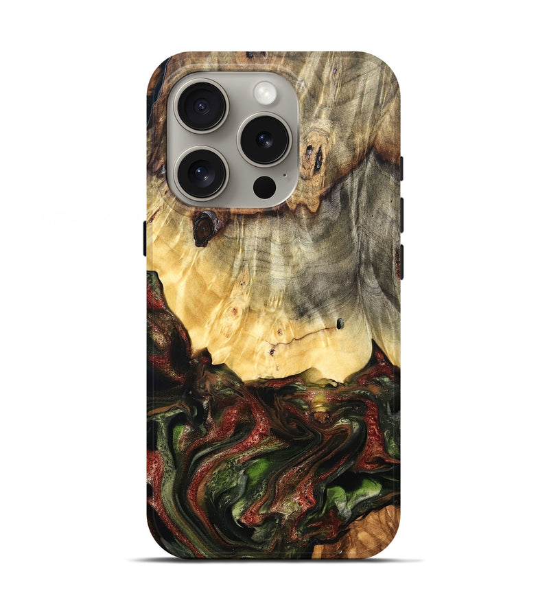 iPhone 16 Pro Wood Live Edge Phone Case - Thomas (Green, 825127)